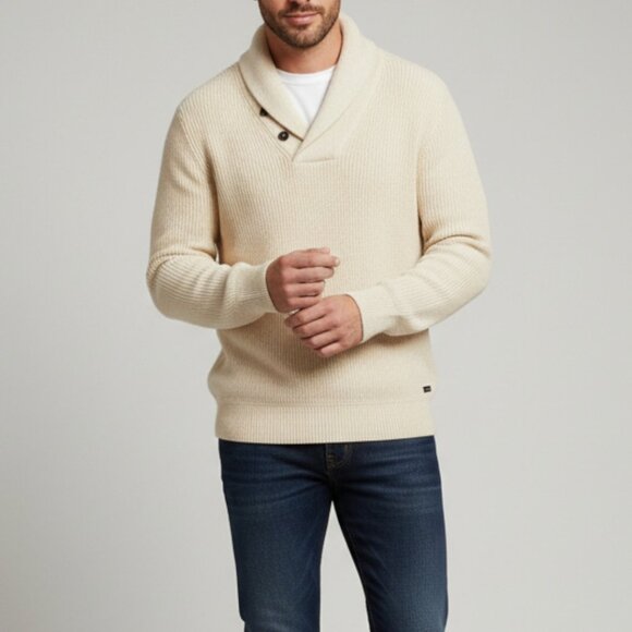 Polo by Ralph Lauren VTG Cream Cotton Shawl Collar Sweater Men's XXL - Picture 1 of 9